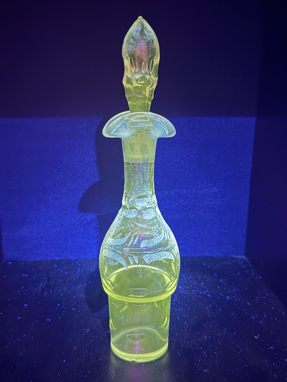 Vintage UV Reactive 19th Century Victorian Oil/Vinegar Bottle Part of Cruet Set